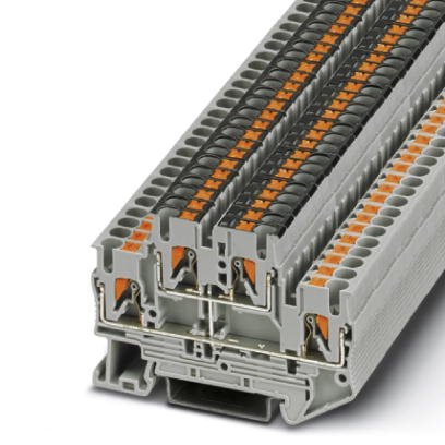 Phoenix Contact Multi-Level w/ Equipotential Bonder Terminal Block; PTTB 2.5 PV; 20A; 600V; 1-Level; #26 - #12; Push-In Connection; Gray